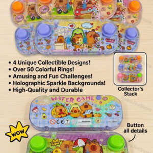 Capybara handheld water game with colorful ring challenge designs