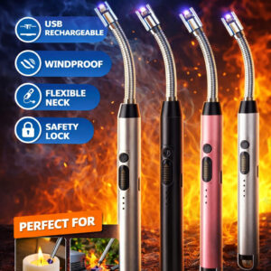 USB rechargeable flexible-neck lighters in assorted colors