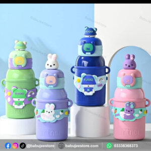 Colorful kids character water bottles in assorted designs