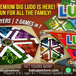 Premium big Ludo board game with six-player board, pieces and dice